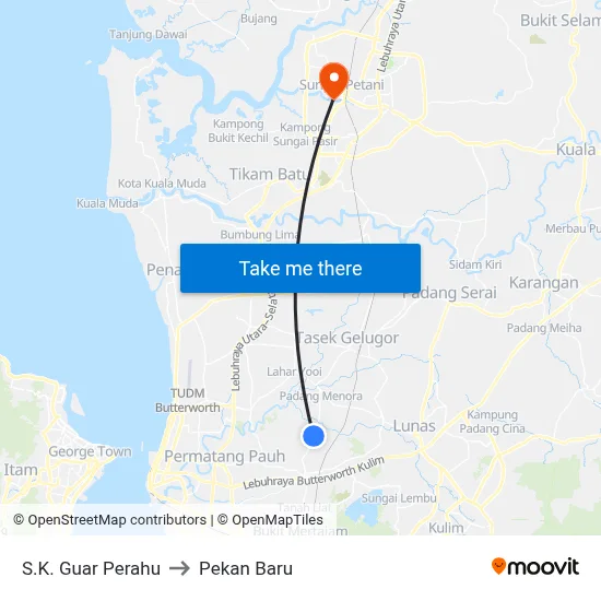 S.K. Guar Perahu to Pekan Baru map
