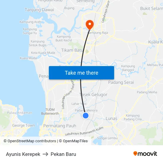 Ayunis Kerepek to Pekan Baru map