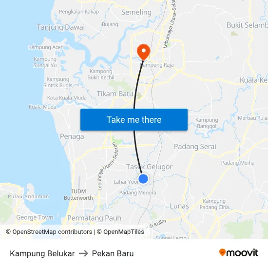 Kampung Belukar to Pekan Baru map