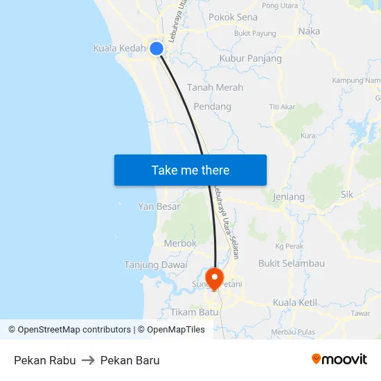 Pekan Rabu to Pekan Baru map