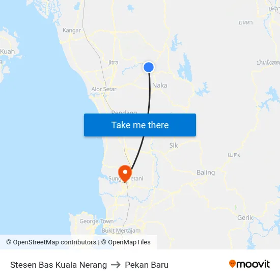 Stesen Bas Kuala Nerang to Pekan Baru map