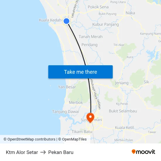 Ktm Alor Setar to Pekan Baru map