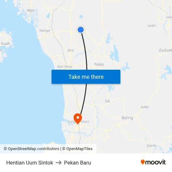 Hentian Uum Sintok to Pekan Baru map