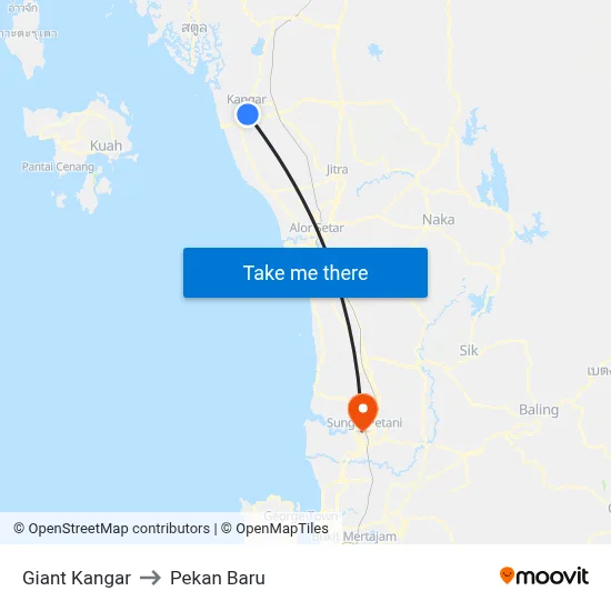 Giant Kangar to Pekan Baru map