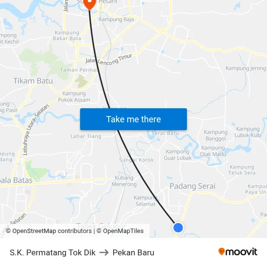 S.K. Permatang Tok Dik to Pekan Baru map