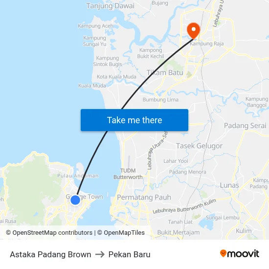 Astaka Padang Brown to Pekan Baru map