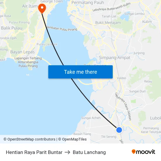 Hentian Raya Parit Buntar to Batu Lanchang map