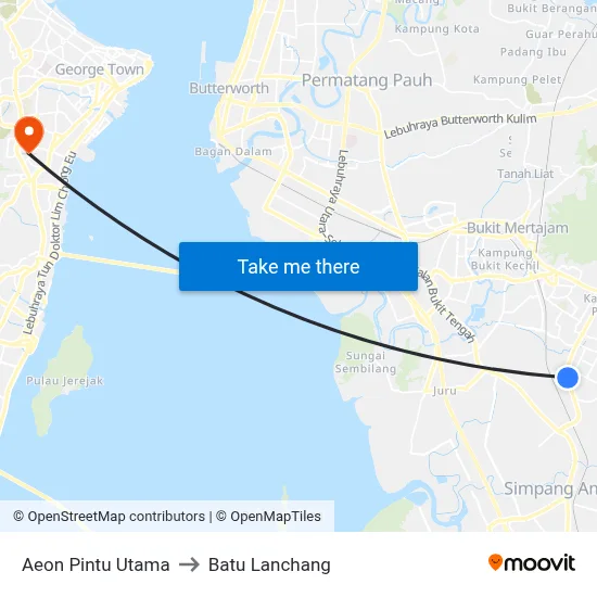 Aeon Pintu Utama to Batu Lanchang map
