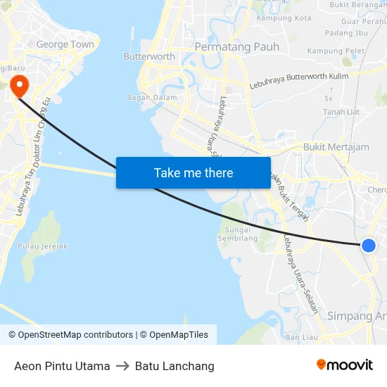 Aeon Pintu Utama to Batu Lanchang map