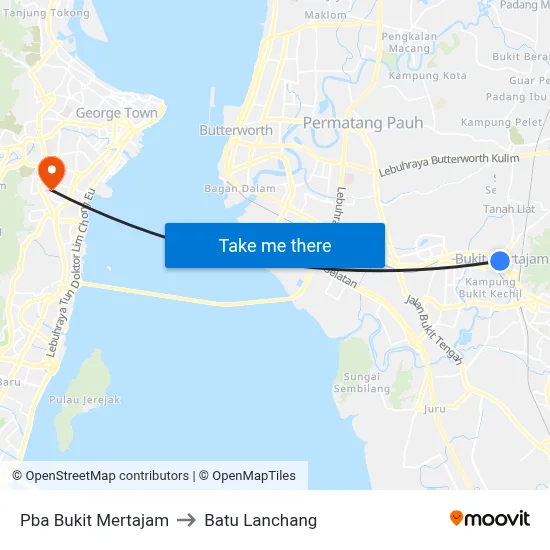 Pba Bukit Mertajam to Batu Lanchang map