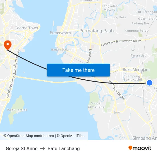 Gereja St Anne to Batu Lanchang map