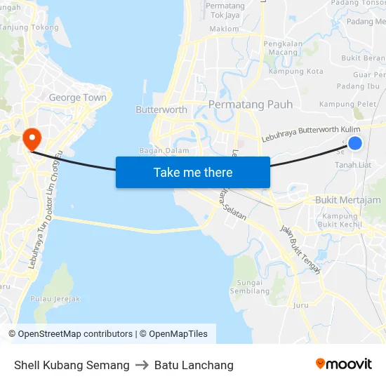 Shell Kubang Semang to Batu Lanchang map