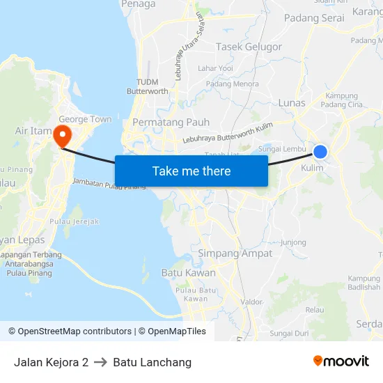 Jalan Kejora 2 to Batu Lanchang map