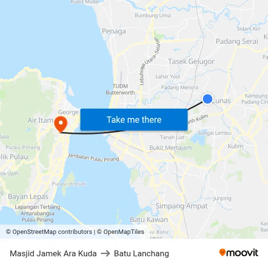 Masjid Jamek Ara Kuda to Batu Lanchang map