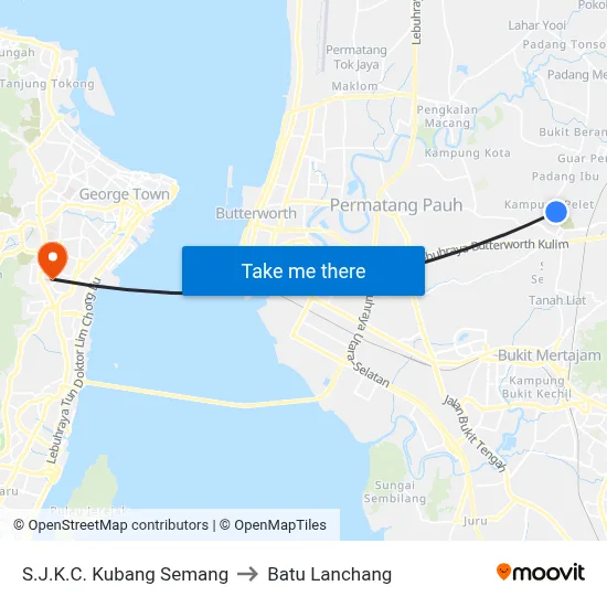 S.J.K.C. Kubang Semang to Batu Lanchang map