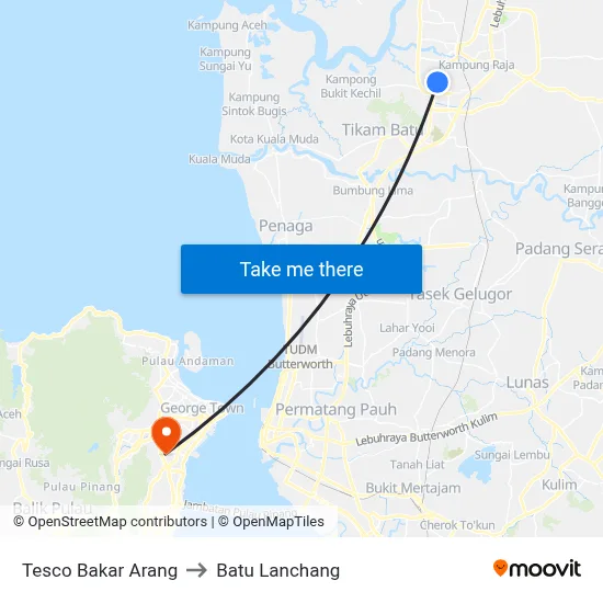 Tesco Bakar Arang to Batu Lanchang map