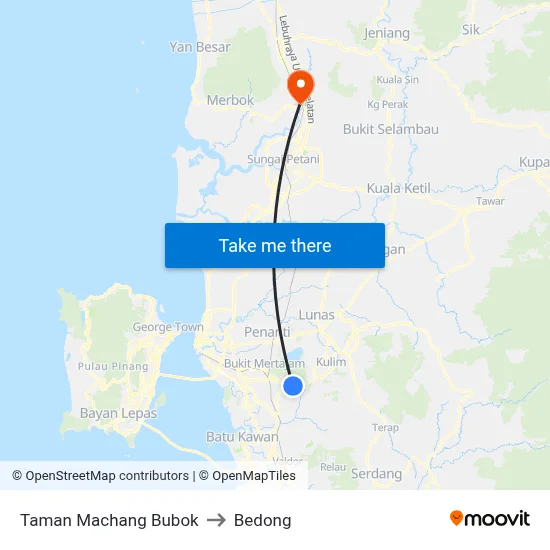Taman Machang Bubok to Bedong map