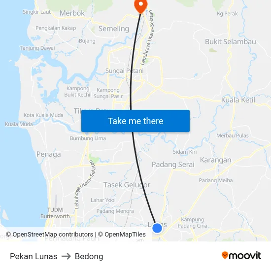 Pekan Lunas to Bedong map