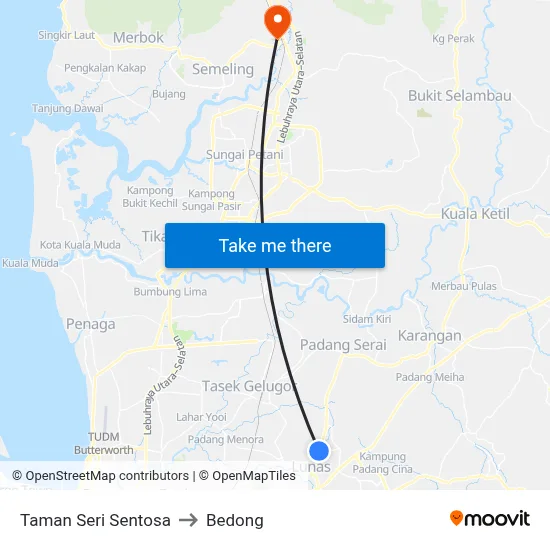 Taman Seri Sentosa to Bedong map