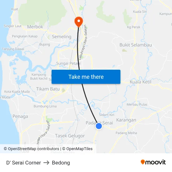 D' Serai Corner to Bedong map
