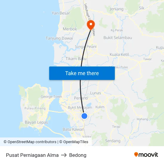 Pusat Perniagaan Alma to Bedong map