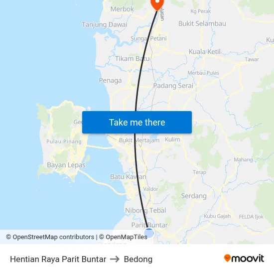 Hentian Raya Parit Buntar to Bedong map