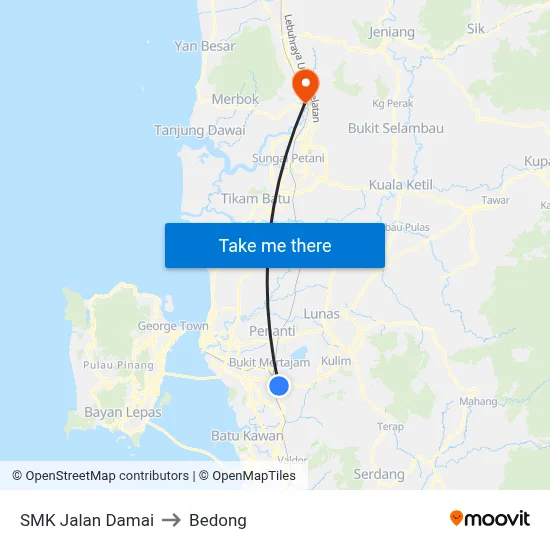 SMK Jalan Damai to Bedong map