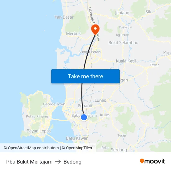 Pba Bukit Mertajam to Bedong map