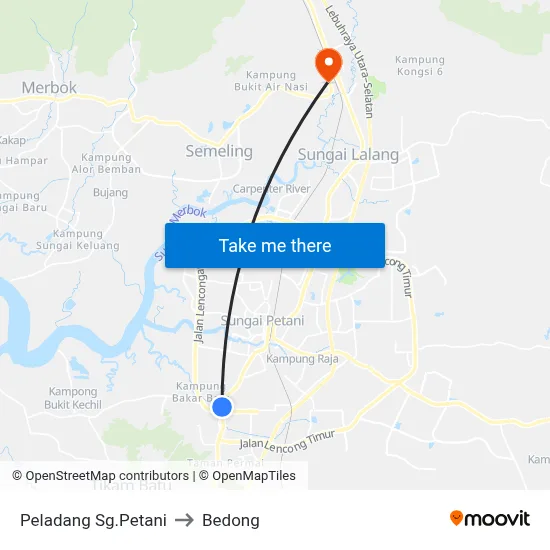Peladang Sg.Petani to Bedong map