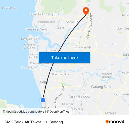 SMK Telok Air Tawar to Bedong map