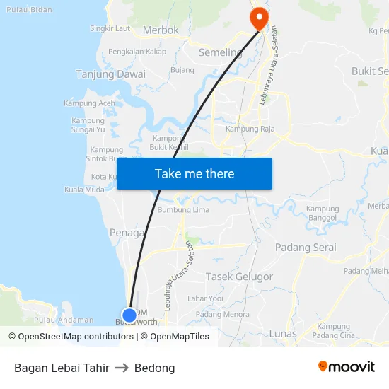 Bagan Lebai Tahir to Bedong map