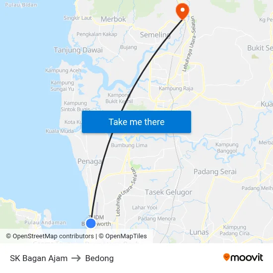 SK Bagan Ajam to Bedong map