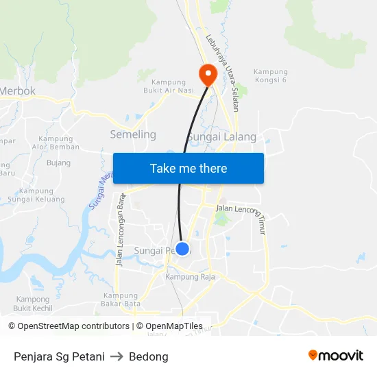Penjara Sg Petani to Bedong map