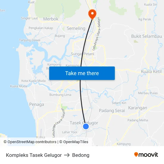 Kompleks Tasek Gelugor to Bedong map
