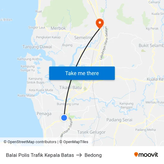 Balai Polis Trafik Kepala Batas to Bedong map