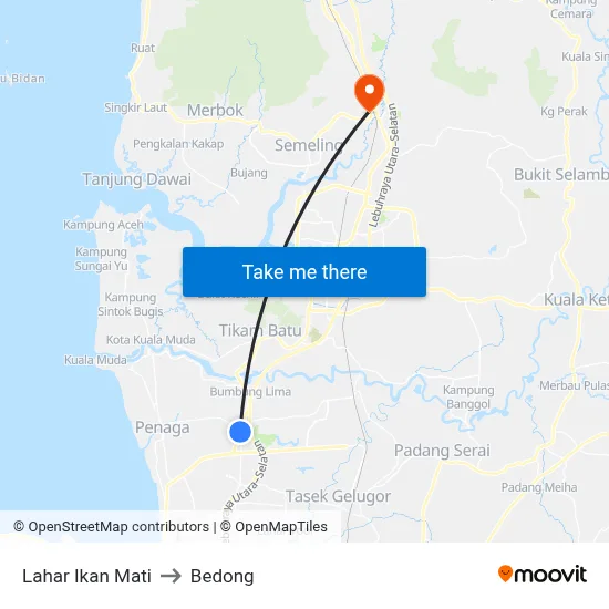 Lahar Ikan Mati to Bedong map