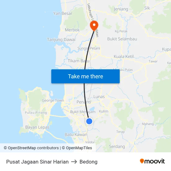 Pusat Jagaan Sinar Harian to Bedong map