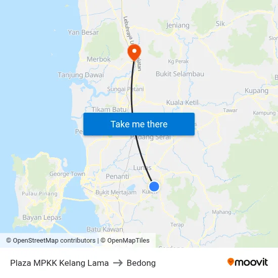 Plaza MPKK Kelang Lama to Bedong map