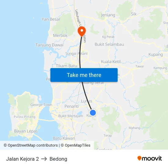 Jalan Kejora 2 to Bedong map