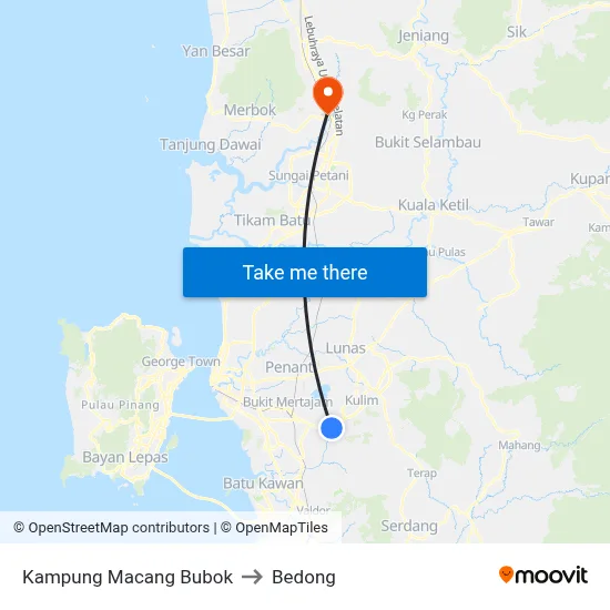 Kampung Macang Bubok to Bedong map