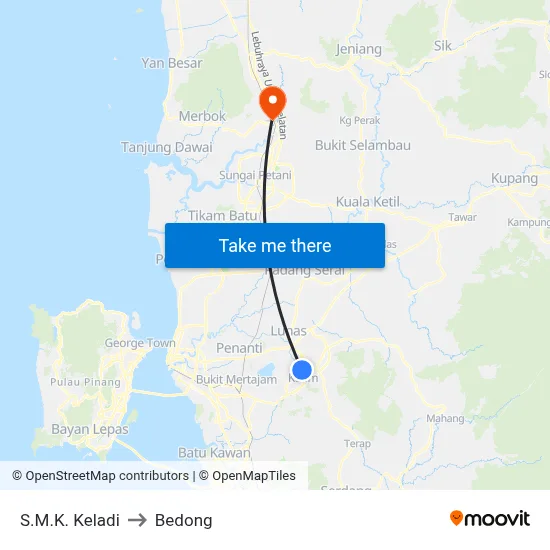 S.M.K. Keladi to Bedong map