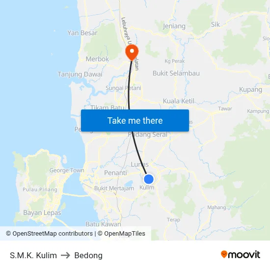 S.M.K. Kulim to Bedong map