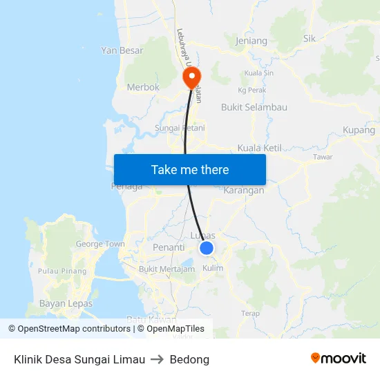 Klinik Desa Sungai Limau to Bedong map