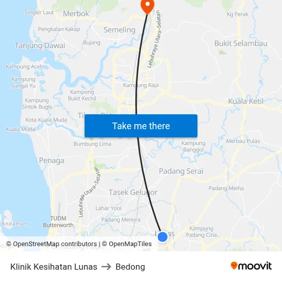 Klinik Kesihatan Lunas to Bedong map