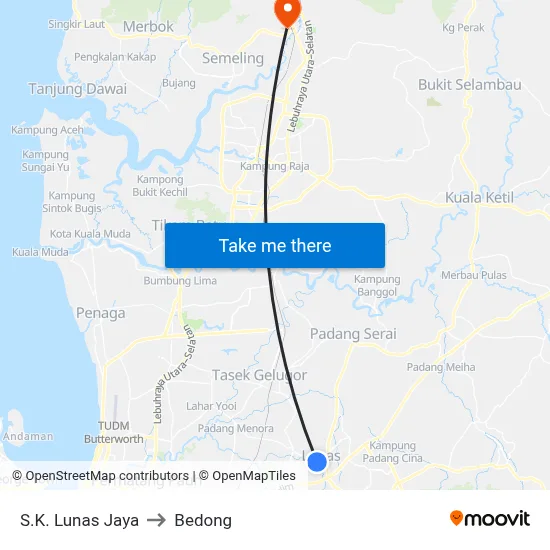 S.K. Lunas Jaya to Bedong map