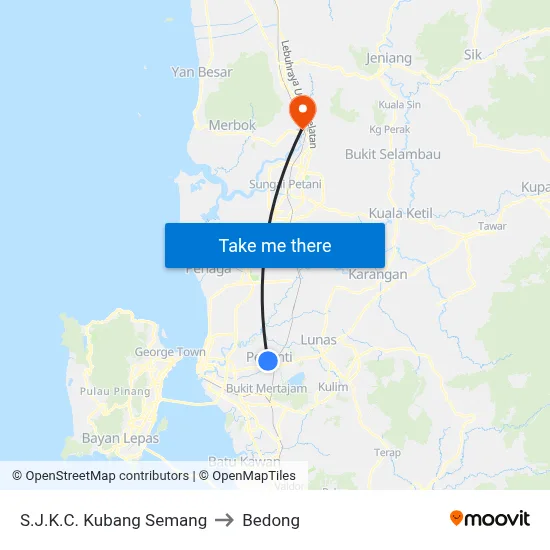 S.J.K.C. Kubang Semang to Bedong map
