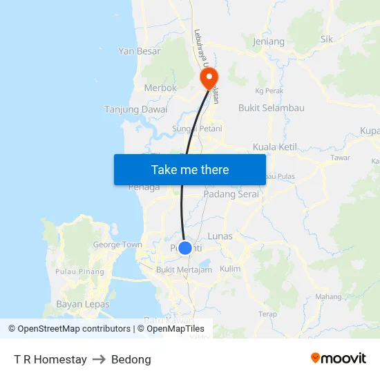 T R Homestay to Bedong map