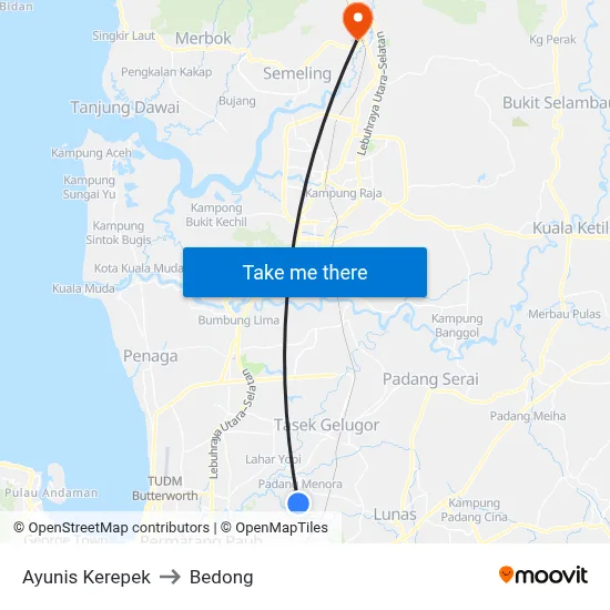 Ayunis Kerepek to Bedong map
