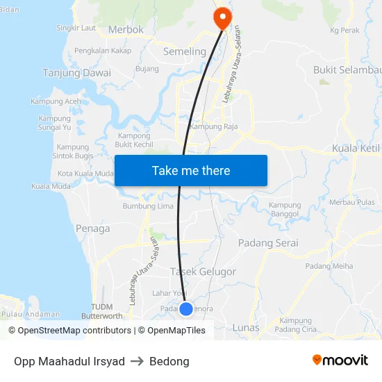 Opp Maahadul Irsyad to Bedong map