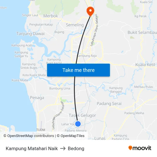 Kampung Matahari Naik to Bedong map